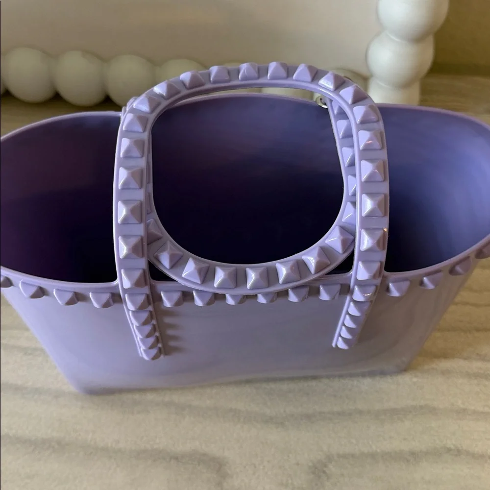 Girls plastic rock stud tote purse